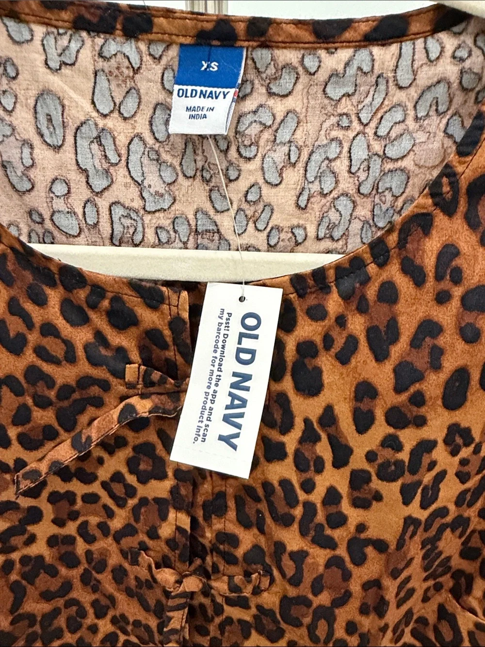 Old Navy Leopard Print Puff Sleeve Peplum Top - Brown & Black